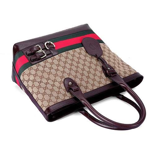 1:1 Gucci 247575 Gucci Heritage Large Tote Bags-Coffee Fabric